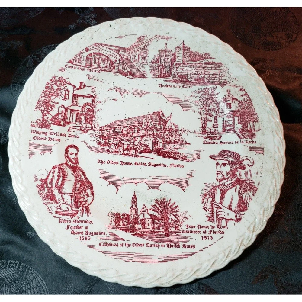 Historic 1940s Saint Augustine Florida Collector Plate by Vernon Kilns